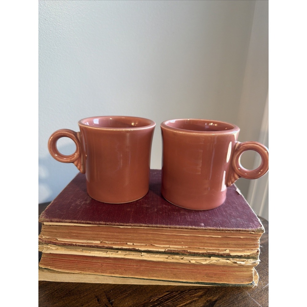 2 Vintage Tom and Jerry Original Rose Fiesta Mug 1951-1959 Fiestaware
